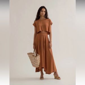 NWT re:blu 2pc Rust Crop Top & Skirt Set Eco Friendly Recycled Fabric SZ S